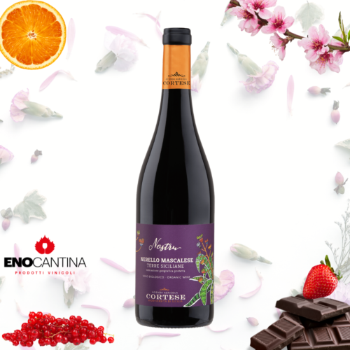 Nerello Mascalese dell’Azienda Cortese, vino rosso Etna DOC da uve Nerello Mascalese, colore rubino con riflessi granato, prodotto su suoli vulcanici siciliani.
