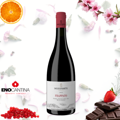 Bottiglia di Frappato Baglio di Pianetto, vino rosso biologico Sicilia IGT, fresco e fruttato, ideale con antipasti e primi piatti
