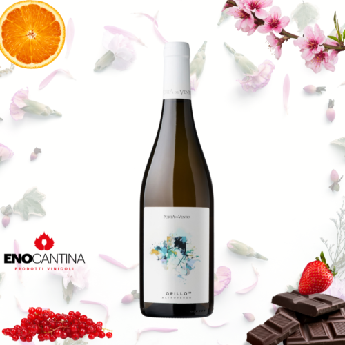 Bottiglia Grillo Porta del Vento Terre Siciliane IGP vino bianco biologico siciliano fresco e minerale