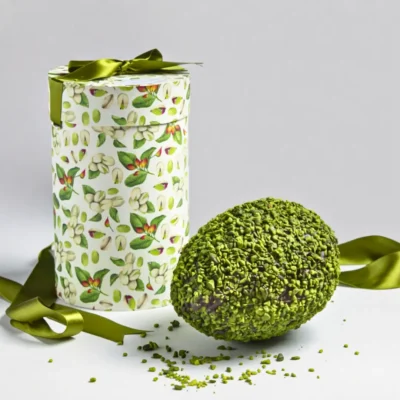 Uovo Fondente Pistacchio 400g Peccatucci Mamma Andrea in scatola – Cioccolato scuro con crema verde siciliana